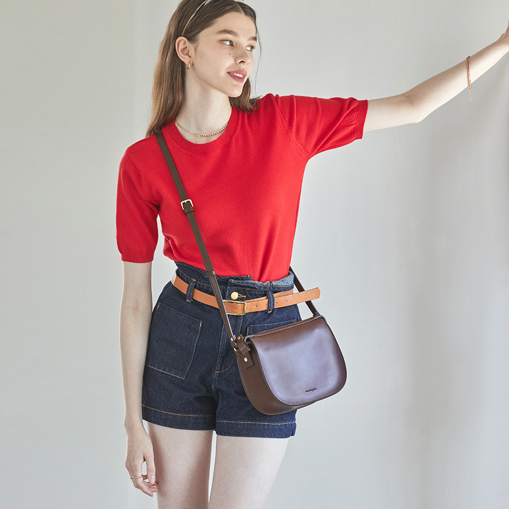 몽삭 로린 크로스바디백 다크브라운 AP12-2502-DB