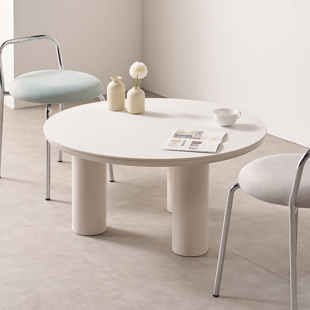 원형 소파 테이블 밀크 세라믹 거실탁자 커피테이블 트리플