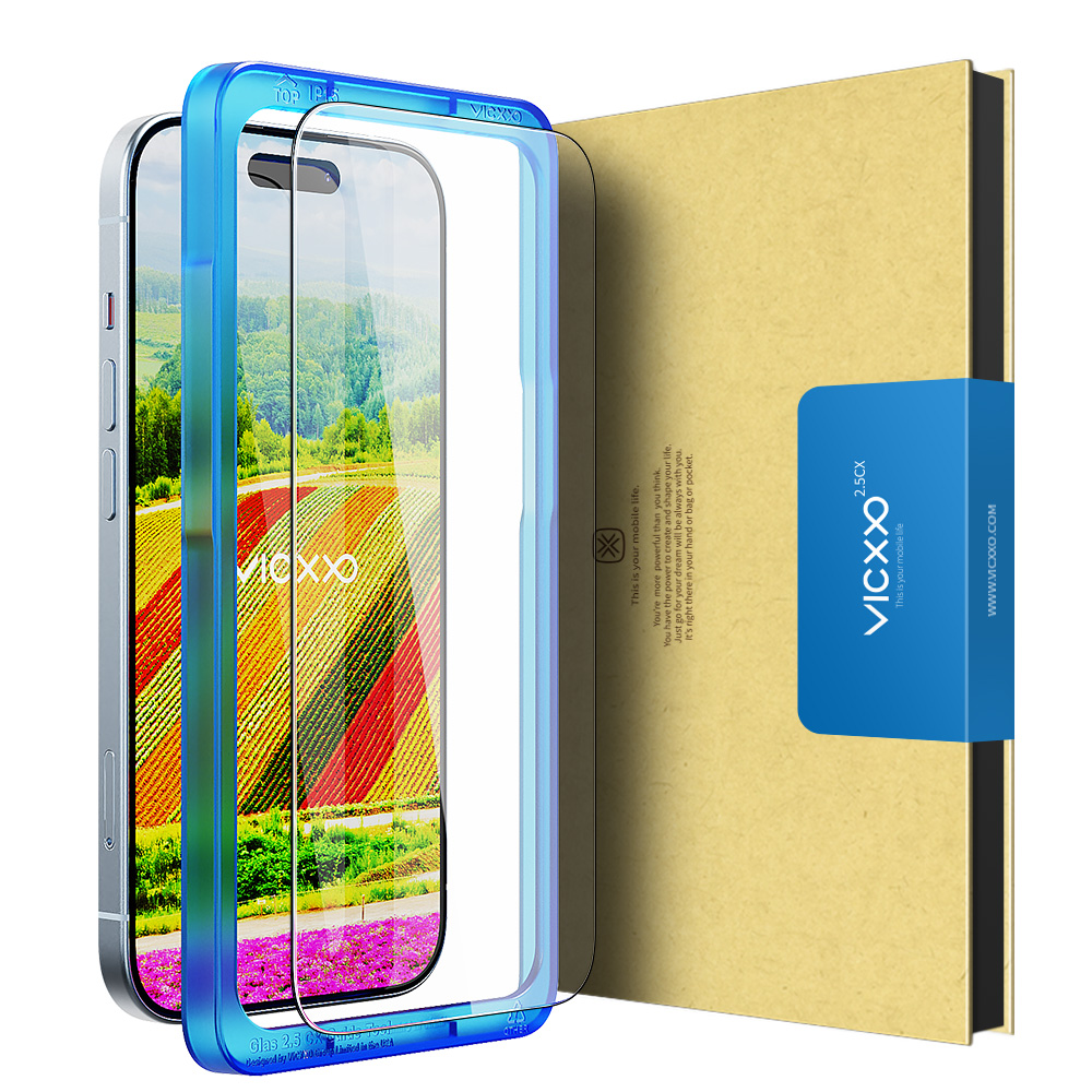 빅쏘 2.5CX 지문인식 강화유리 액정보호필름 아이폰15 플러스, 2매입