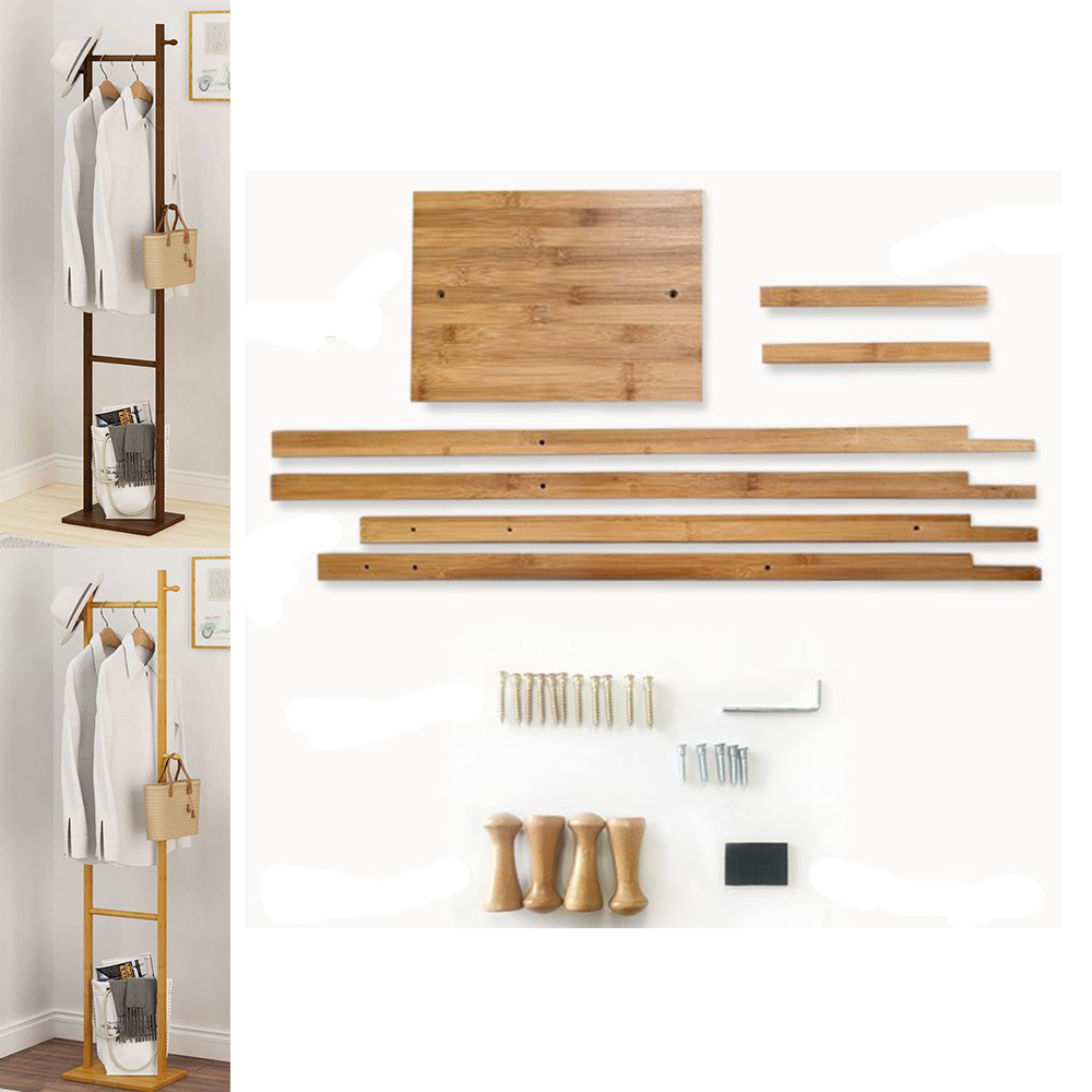 조립식 대나무 행거 실내 공간활용 스탠드 원목 옷걸이