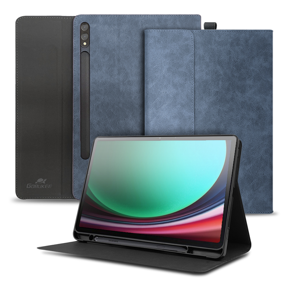 고부기 터치펜 수납 가죽 패드 커버 클러치 케이스 블루, 갤럭시 탭 S8 Ultra-S9 Ultra-S10 Ultra - 상품 이미지