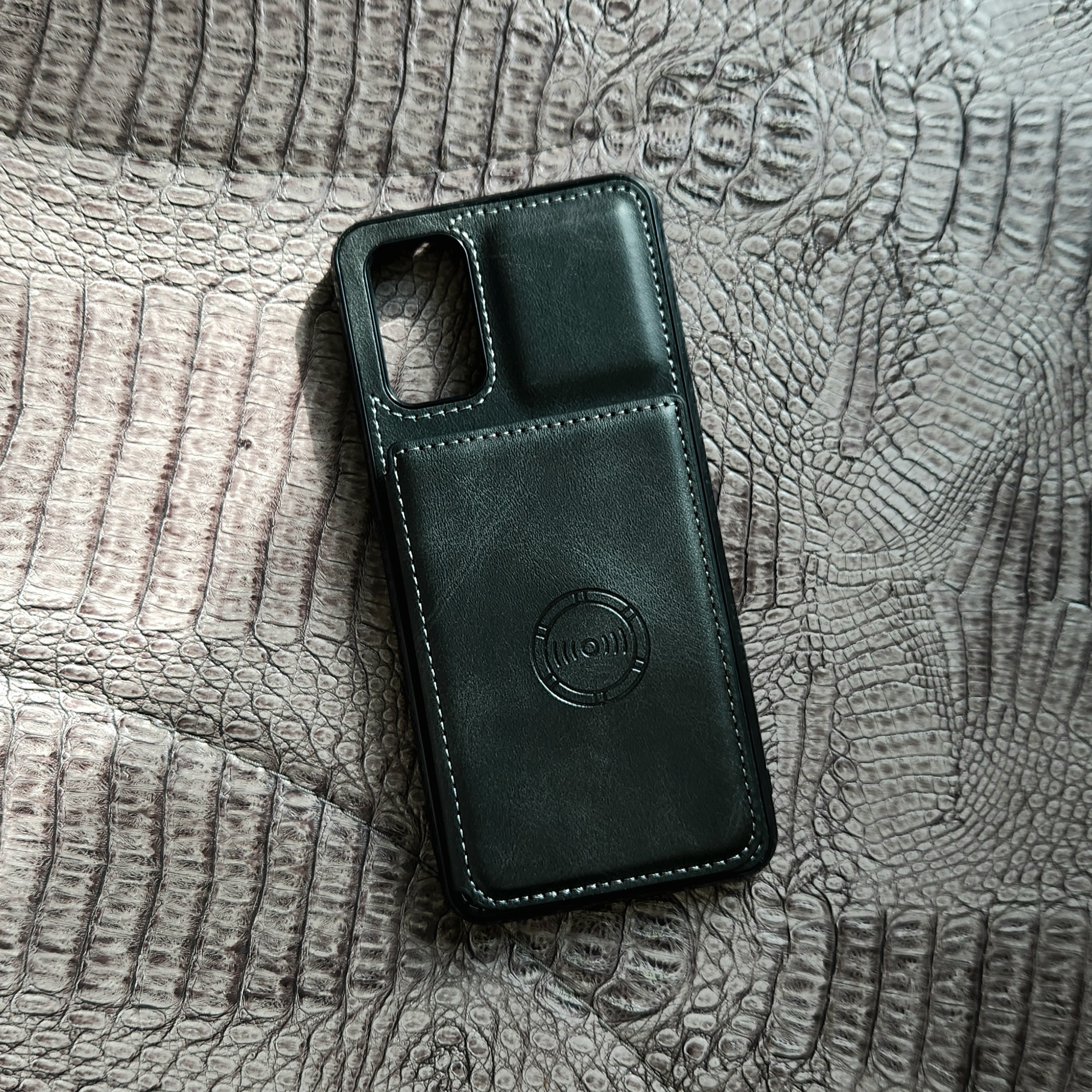 카드 케이스 지갑 가죽 범퍼 블랙, 갤럭시S20 - 상품 이미지