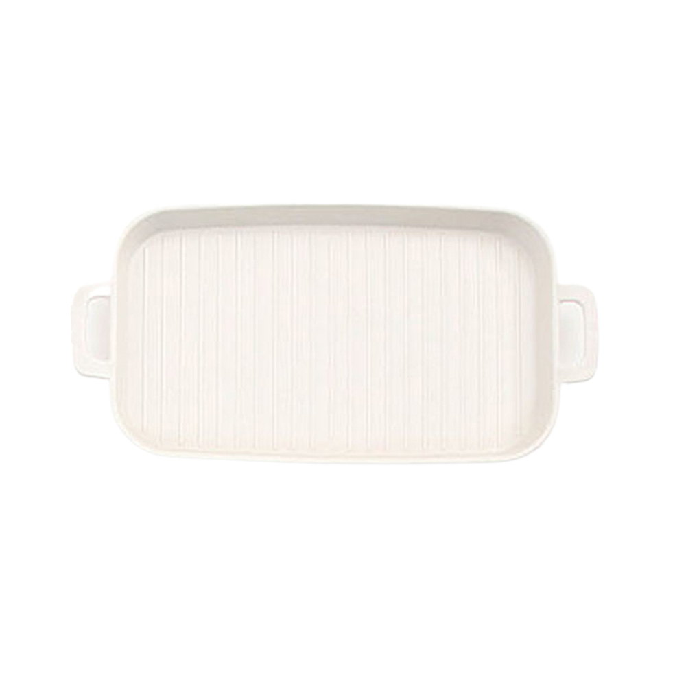 UH 직사각 플라스틱 손잡이 앞접시 캠핑 간식 그릇 화이트