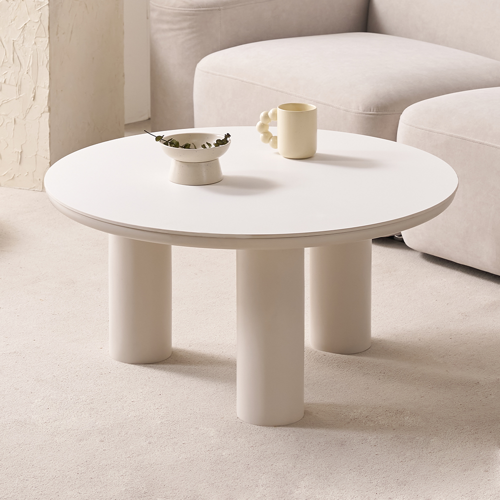 원형 소파 테이블 밀크 세라믹 거실탁자 커피테이블 트리플