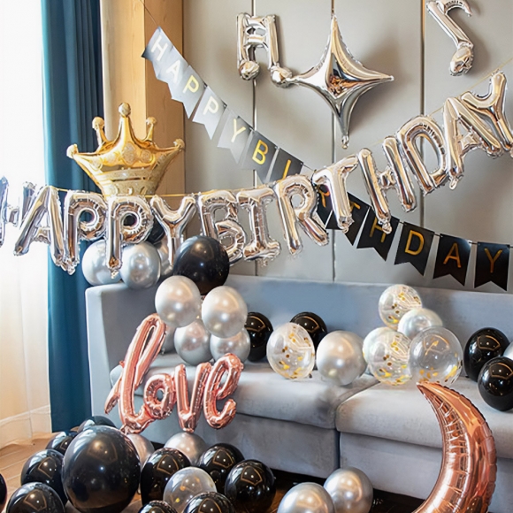 생일파티풍선세트 꾸미기 가랜드 왕관 음표 달 알파벳 레터링