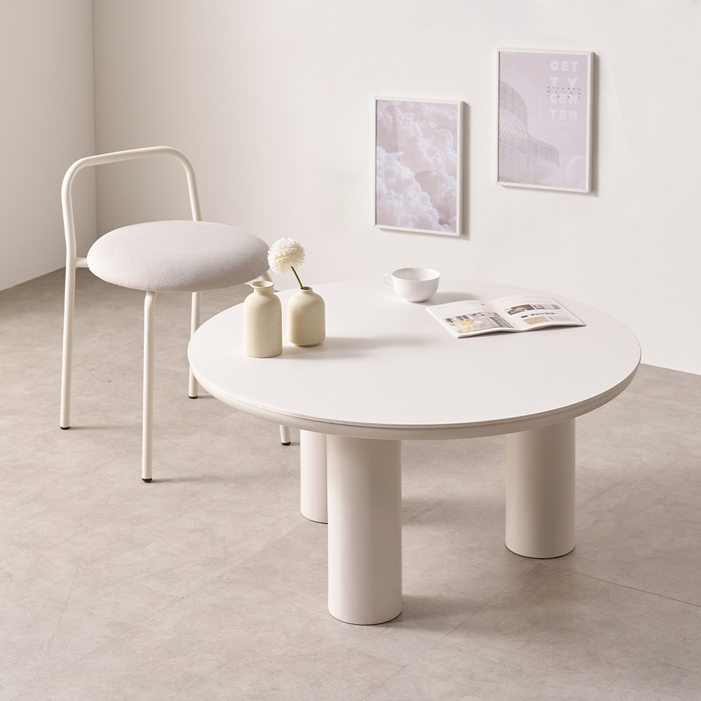 원형 소파 테이블 밀크 세라믹 거실탁자 커피테이블 트리플