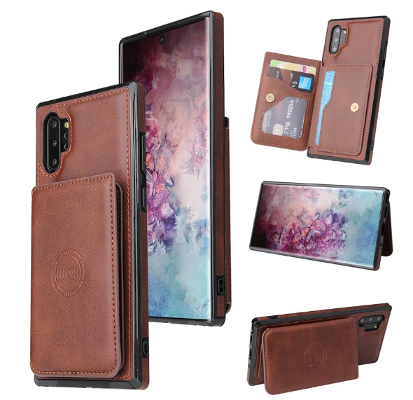 카드 케이스 지갑 가죽 범퍼 다크브라운, 갤럭시 노트10 플러스 - 상품 이미지