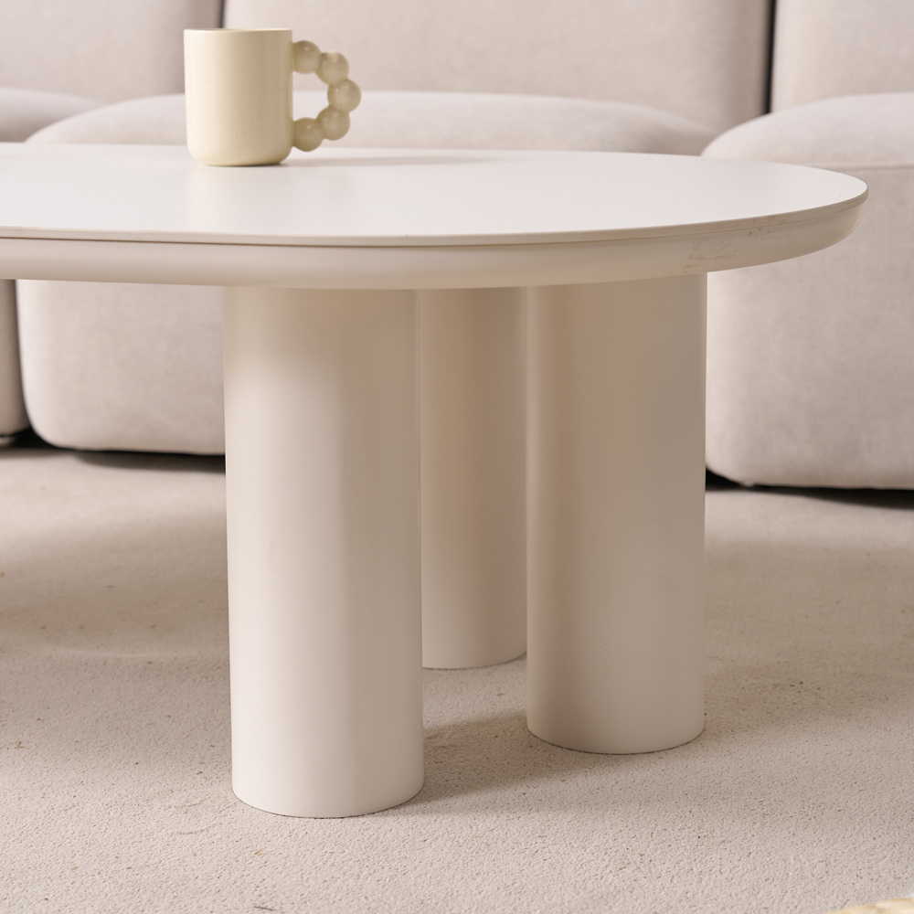 거실 소파테이블 밀크 세라믹 좌식테이블 양타원 트리플