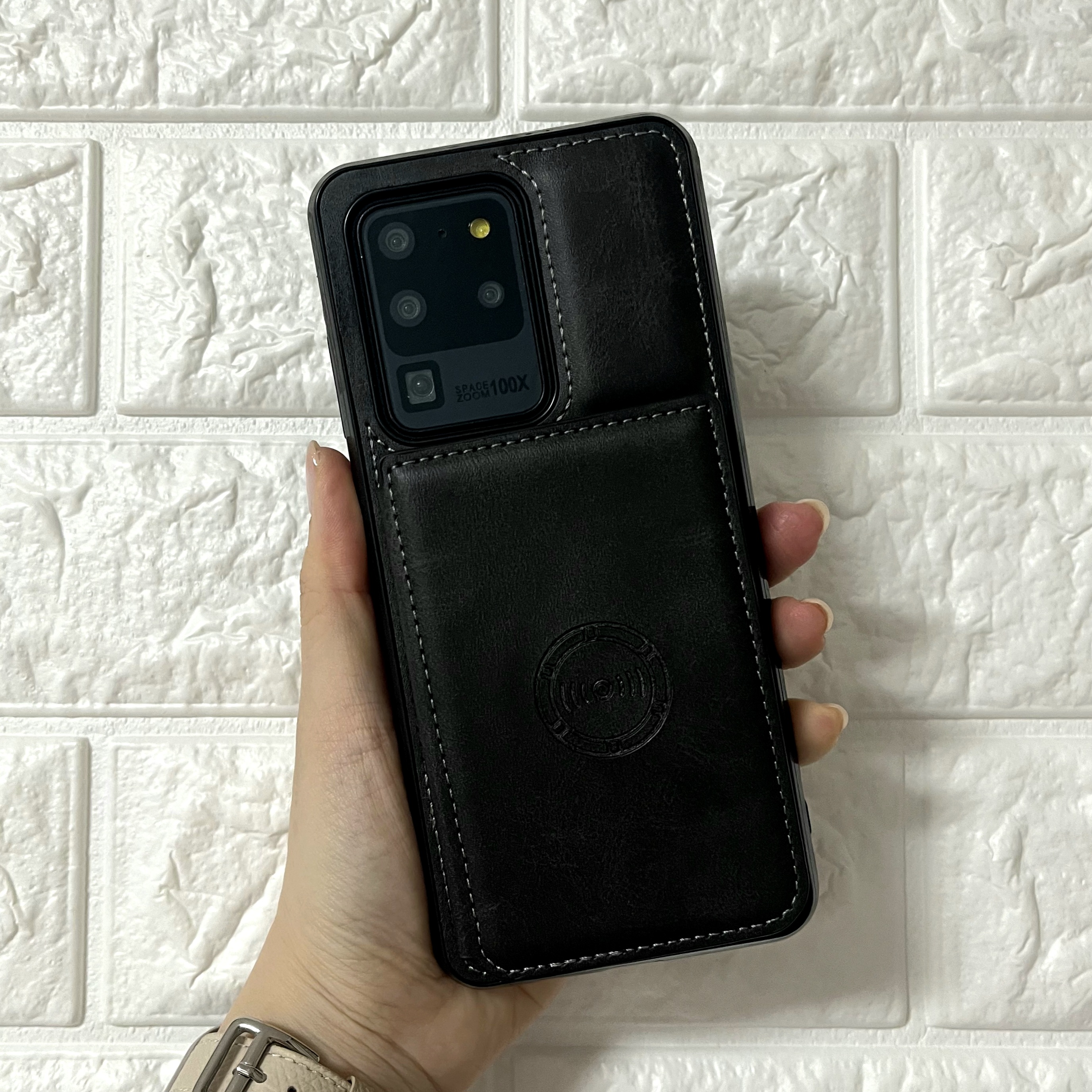 카드 케이스 지갑 가죽 범퍼 블랙, 갤럭시S20울트라 - 상품 이미지