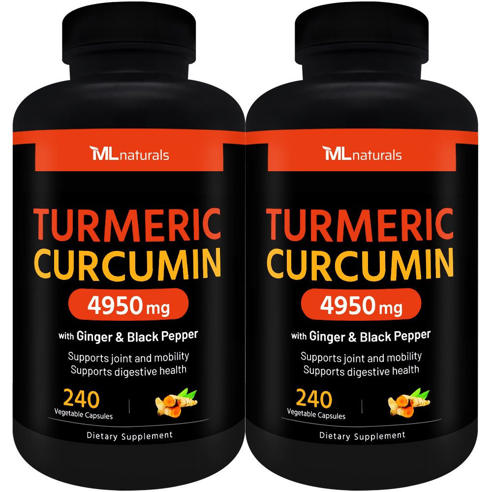 2025 신제품! 2병 마이라이프 내추럴스 유기농 강황 커큐민 4950mg (진저+블랙페퍼) 240야채캡슐 - 메인 이미지