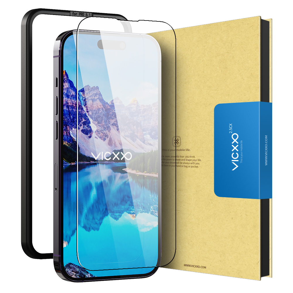 빅쏘 2.5CX 지문인식 강화유리 액정보호필름 아이폰14 프로, 2매입