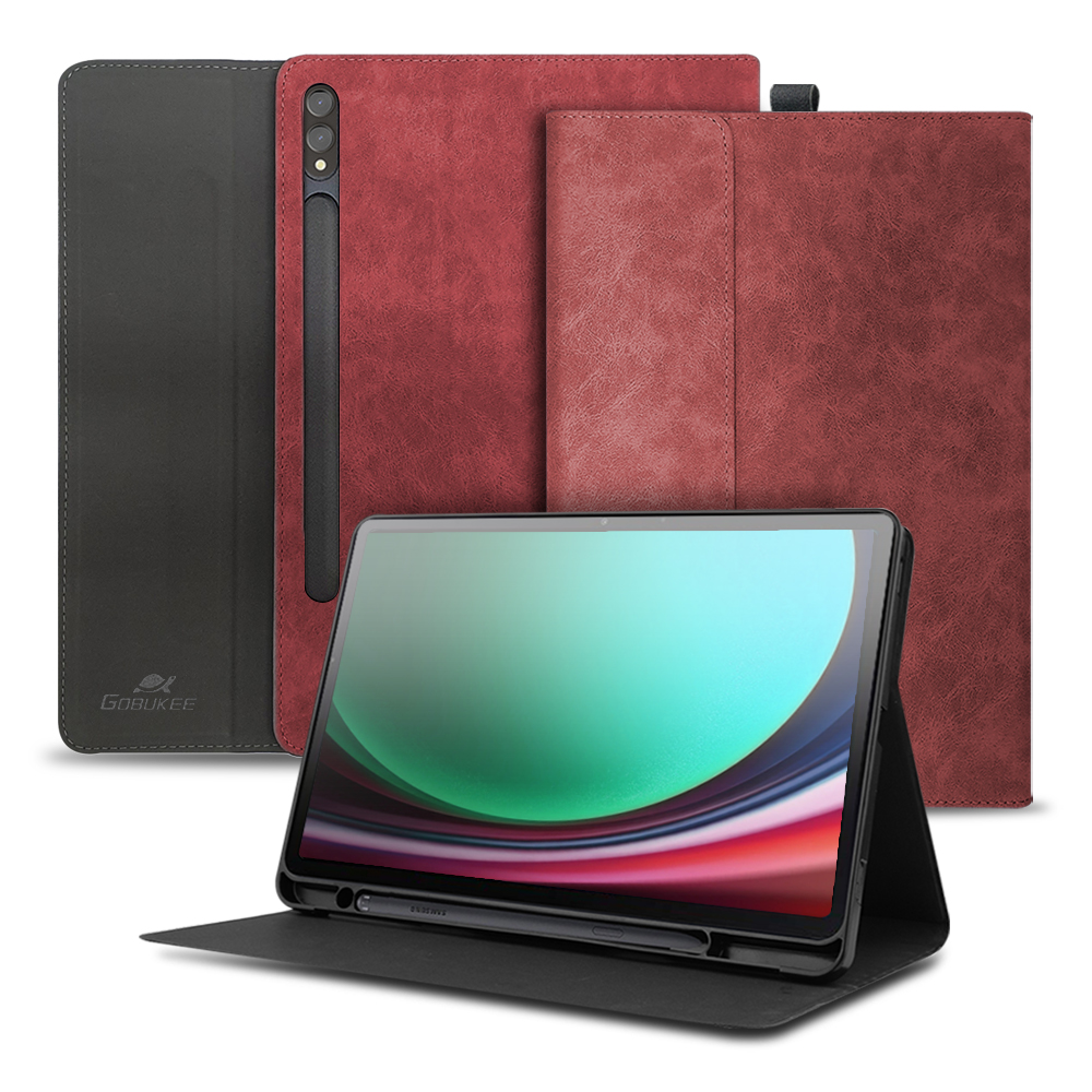 고부기 터치펜 수납 가죽 패드 커버 클러치 케이스 레드, 갤럭시 탭 S8 Ultra-S9 Ultra-S10 Ultra - 상품 이미지