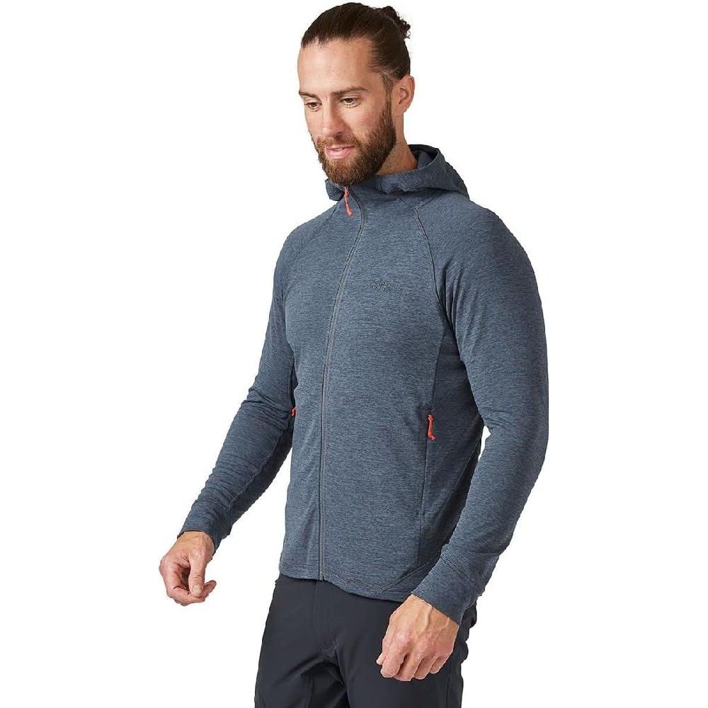 Rab 남성용 넥서스 후디 풀 지퍼 경량 플리스 재킷 트레킹 클라이밍 - 스틸 미디엄 강철 L