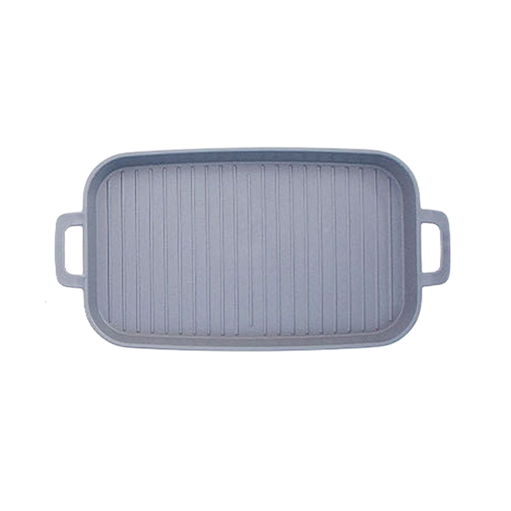 UH 직사각 플라스틱 손잡이 앞접시 캠핑 간식 그릇 그레이