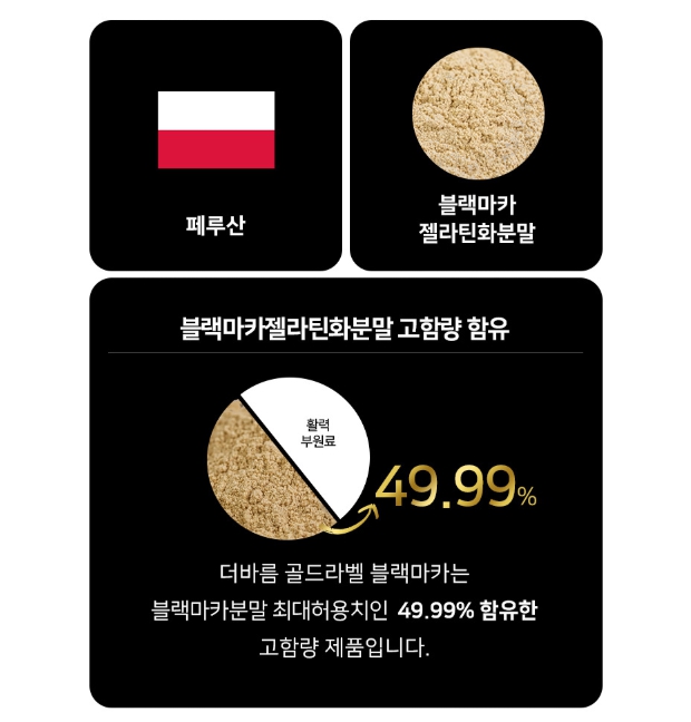 고함량 블랙 마카 흑마늘 야관문 홍삼 젤라틴 페루산 산삼 아르지닌 - 상세 이미지 5
