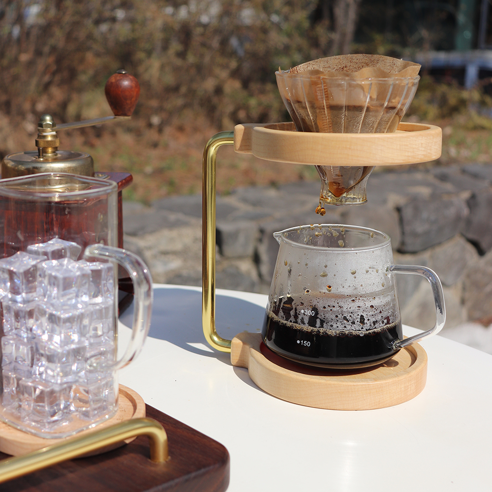 캠핑 우드 드립스테이션 핸드드립 세트 메이플 원목 나무 드립스탠드 거치대