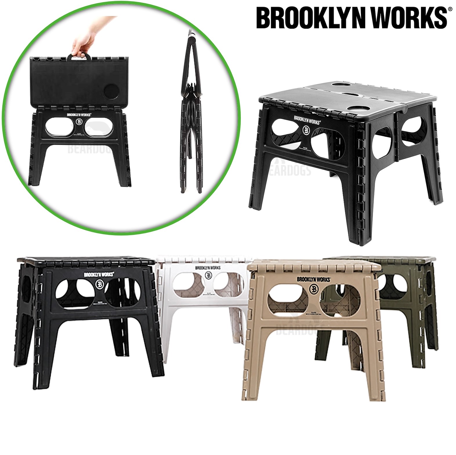 브루클린웍스 테이블 폴딩 1초 원터치 스툴 접이식 캠핑