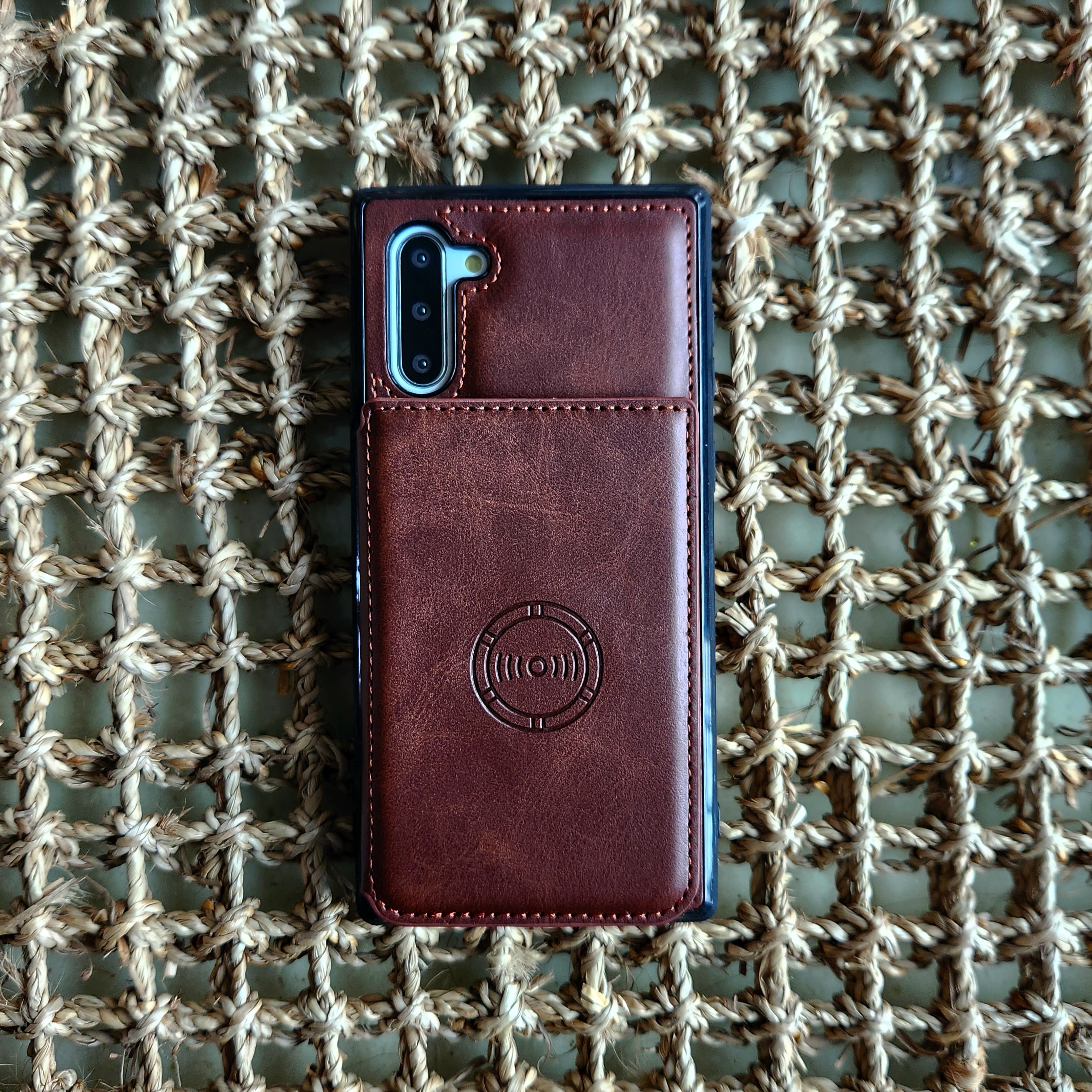 카드 케이스 지갑 가죽 범퍼 다크브라운, 갤럭시 노트10 - 상품 이미지