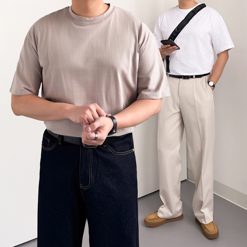 무지티 목안늘어나는반팔 레이어드 남자흰티 - 상세 이미지 4