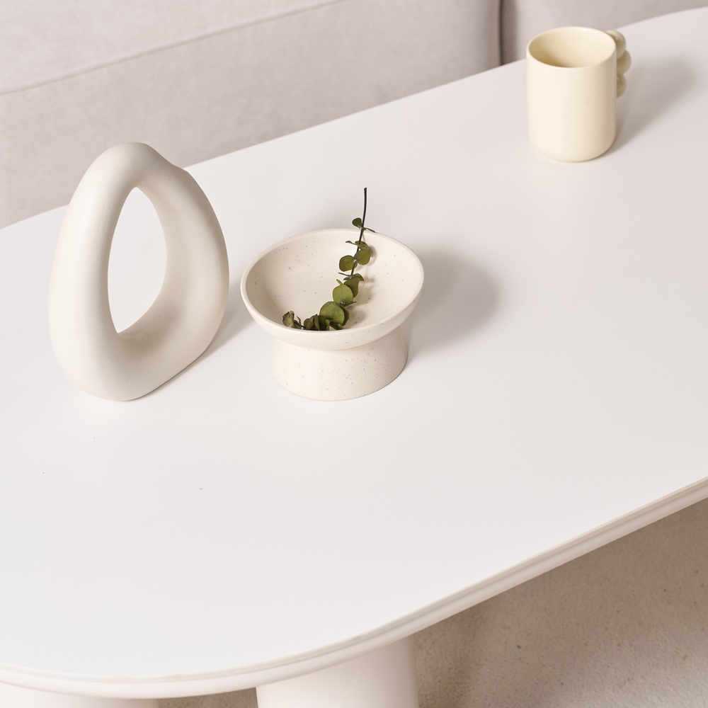 거실 소파테이블 밀크 세라믹 좌식테이블 양타원 트리플