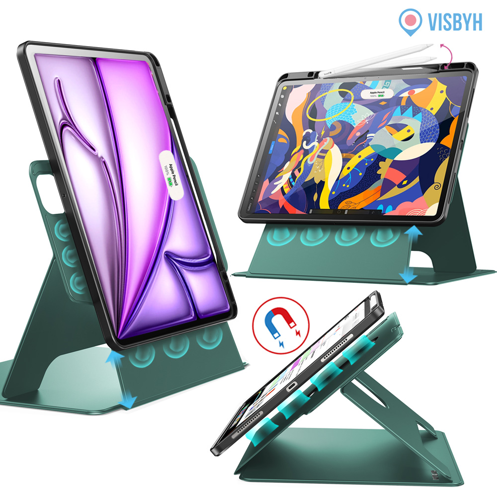 비스비 플렉스뷰 마그네틱 케이스/ 가로세로회전스탠딩/ 미드나잇 그린, 아이패드 에어 6-7세대 32.8cm(13인치)