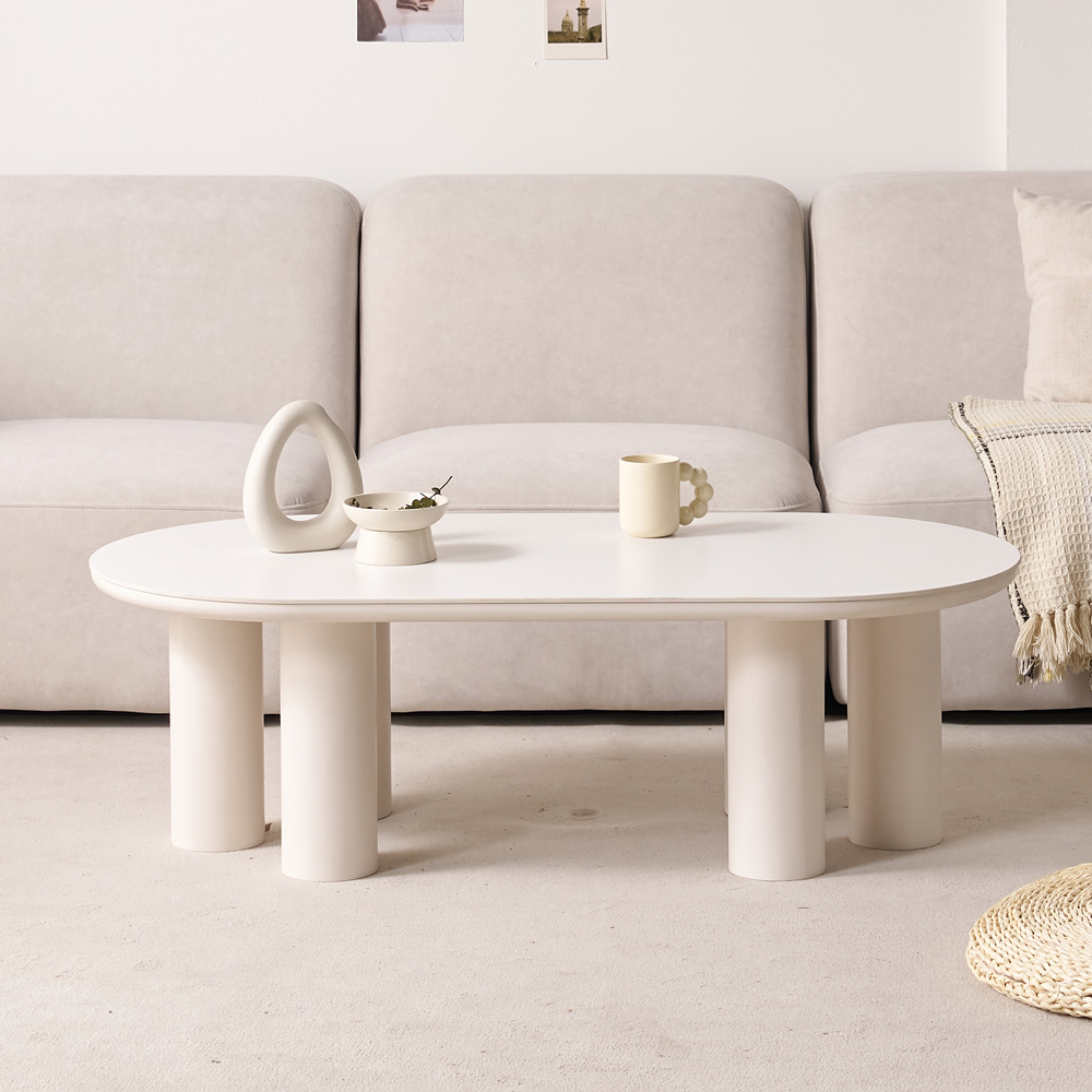 거실 소파테이블 밀크 세라믹 좌식테이블 양타원 트리플