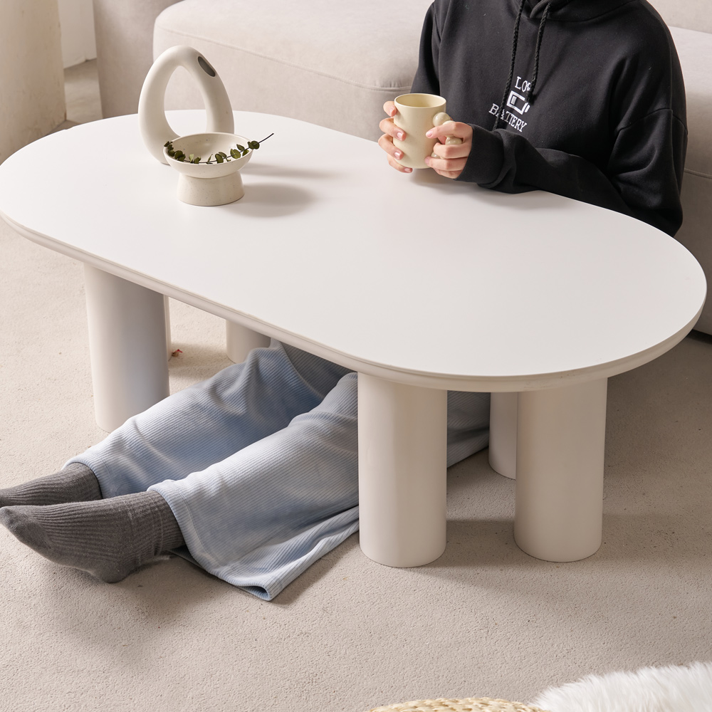 거실 소파테이블 밀크 세라믹 좌식테이블 양타원 트리플