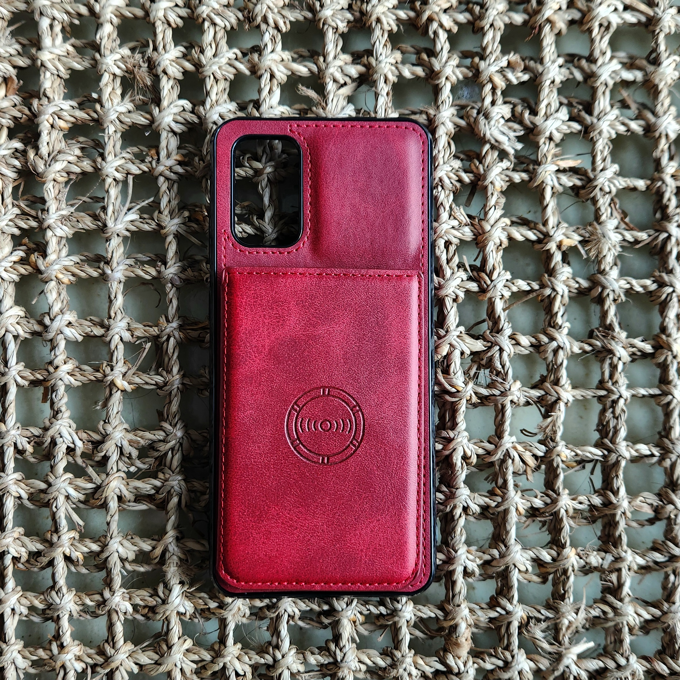 카드 케이스 지갑 가죽 범퍼 레드, 갤럭시 노트20