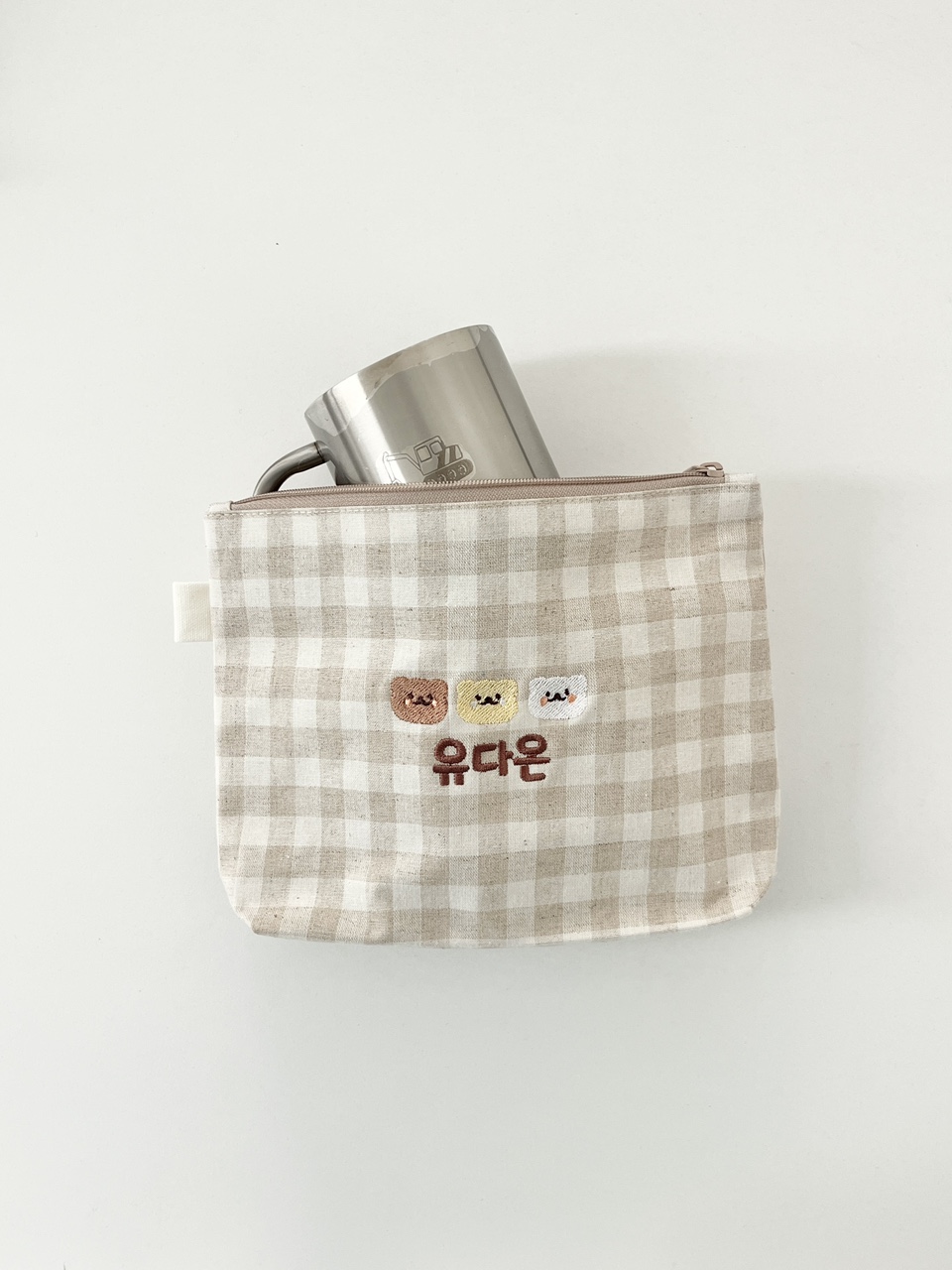 어린이집 준비물 파우치 방수 린넨 이름 자수 유치원 여벌옷 기저귀