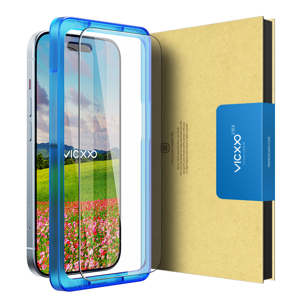 빅쏘 2.5CX 지문인식 강화유리 액정보호필름 아이폰15, 2매입