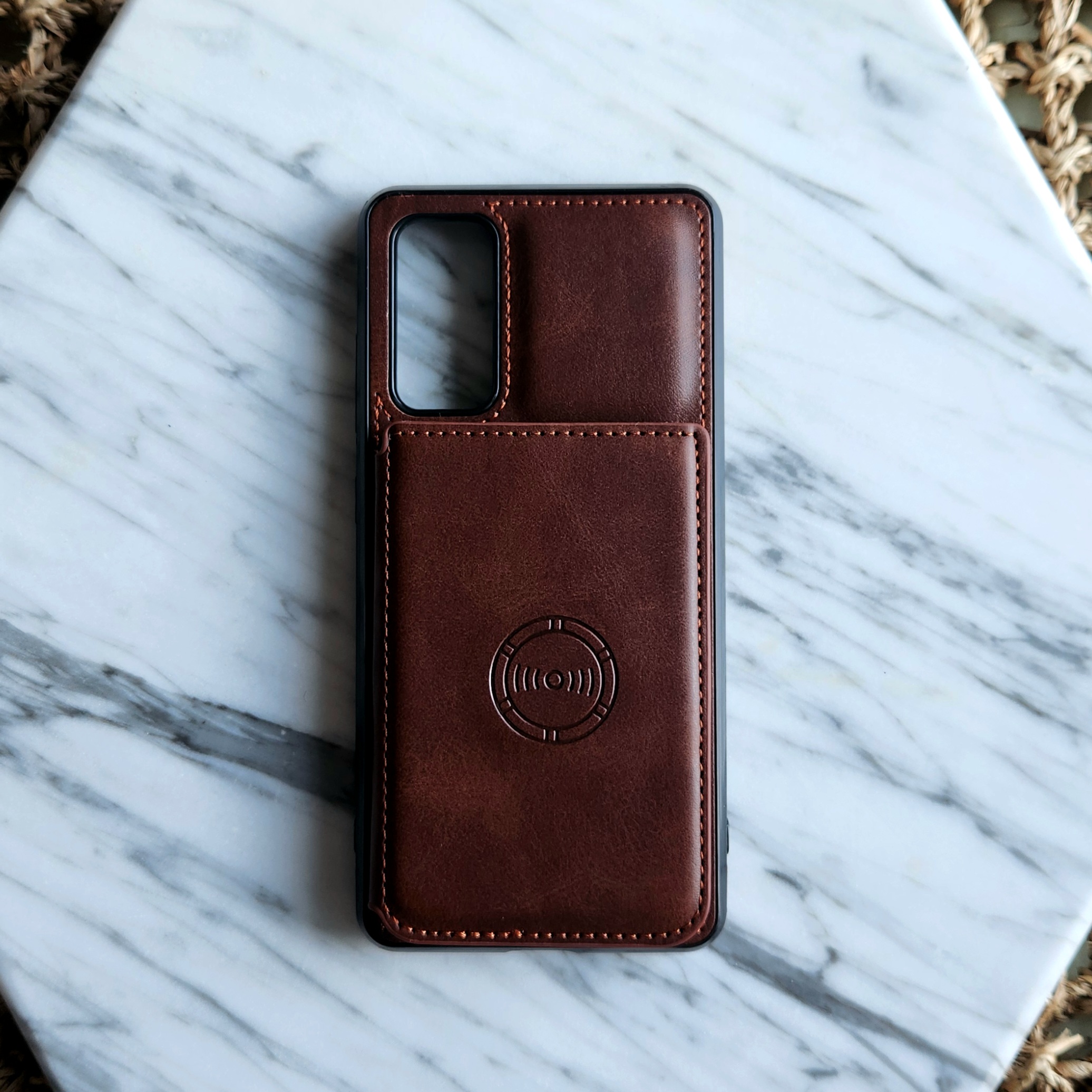 카드 케이스 지갑 가죽 범퍼 다크브라운, 갤럭시S20플러스 - 상품 이미지