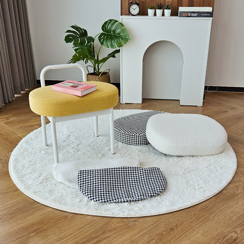 (스툴+커버증정) 샌디 인테리어 패브릭스툴 화장대의자 머스타드 부클레