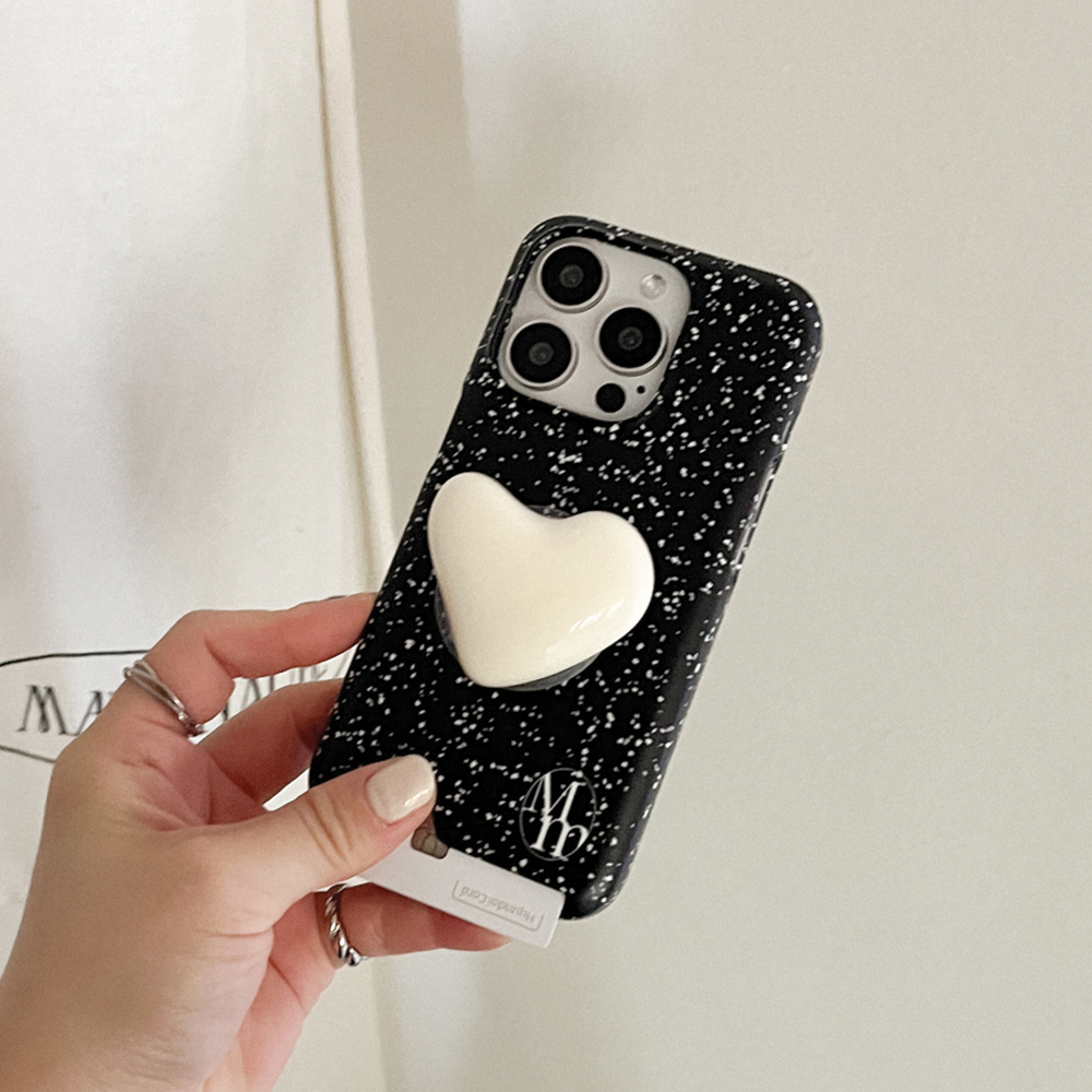 [mm] sand pattern 카드수납 아이폰 15pro  케이스  black 조약돌톡