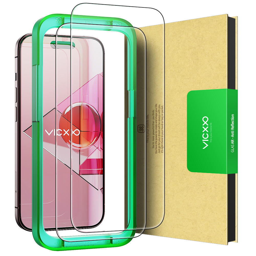빅쏘 AR 저반사 고화질 강화유리 필름 아이폰15, 2매입