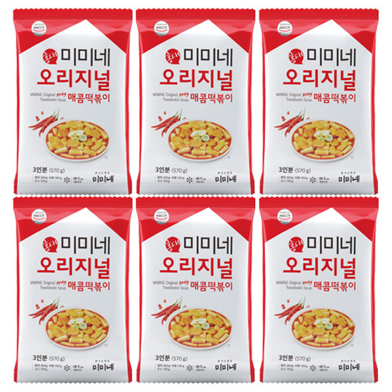 미미네 오리지널 매콤떡볶이 X 2단계, 570g, 6개