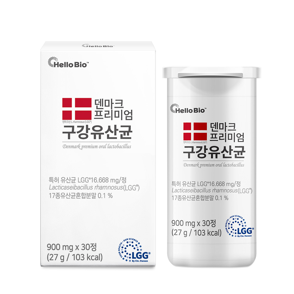 [도착보장] 헬로바이오 덴마크 프리미엄 구강유산균 크리스찬한센 LGG 50억 투입 30정, 1개