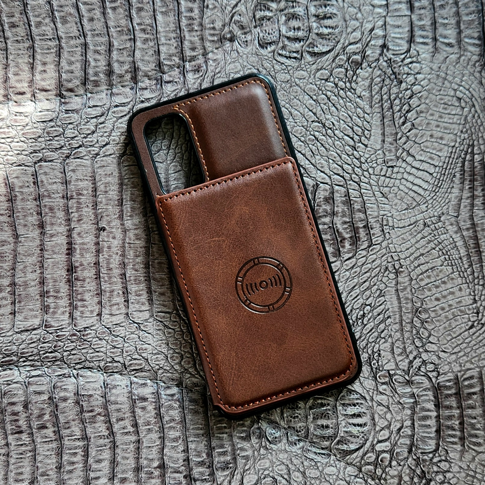 카드 케이스 지갑 가죽 범퍼 다크브라운, 갤럭시S20 - 상품 이미지