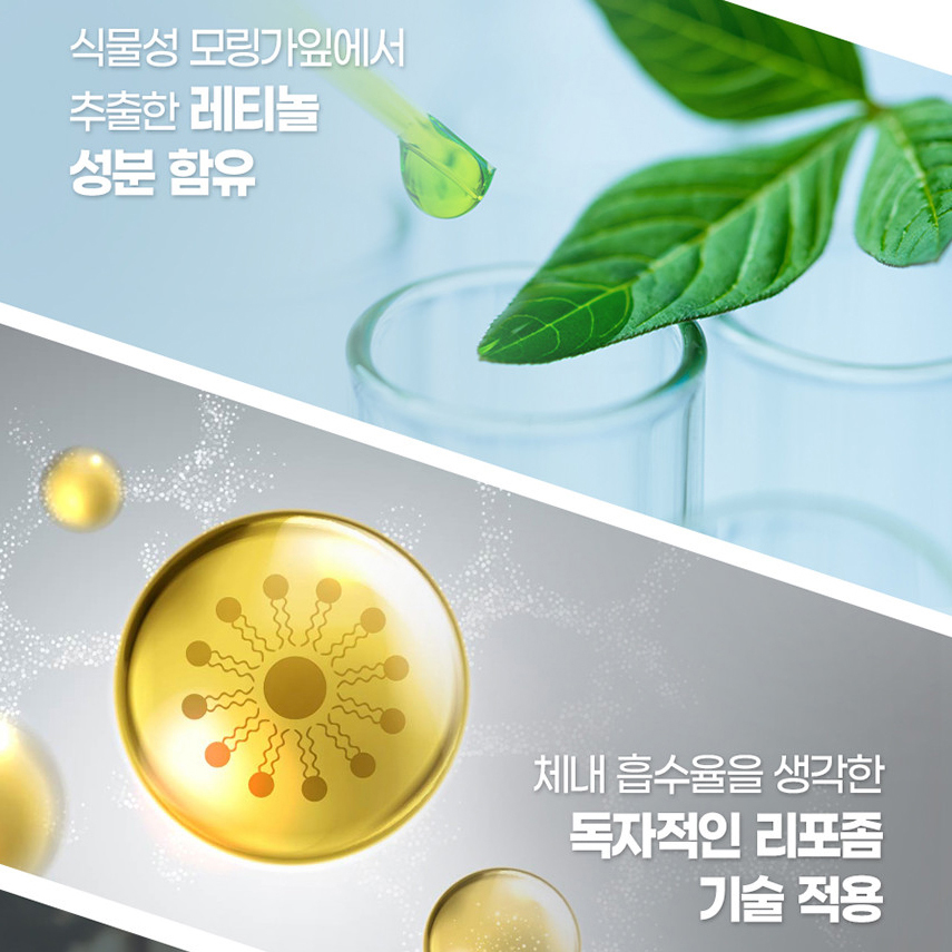 식물성 리포좀 레티놀 1500 영국산 DSM 비타민C 모링가잎 추출물 분말 가루 스틱 - 상세 이미지 3