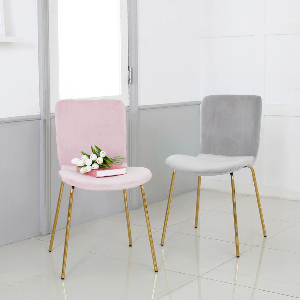 1+1 쇼콜라 골드벨벳체어 인테리어 디자인 카페 식탁의자