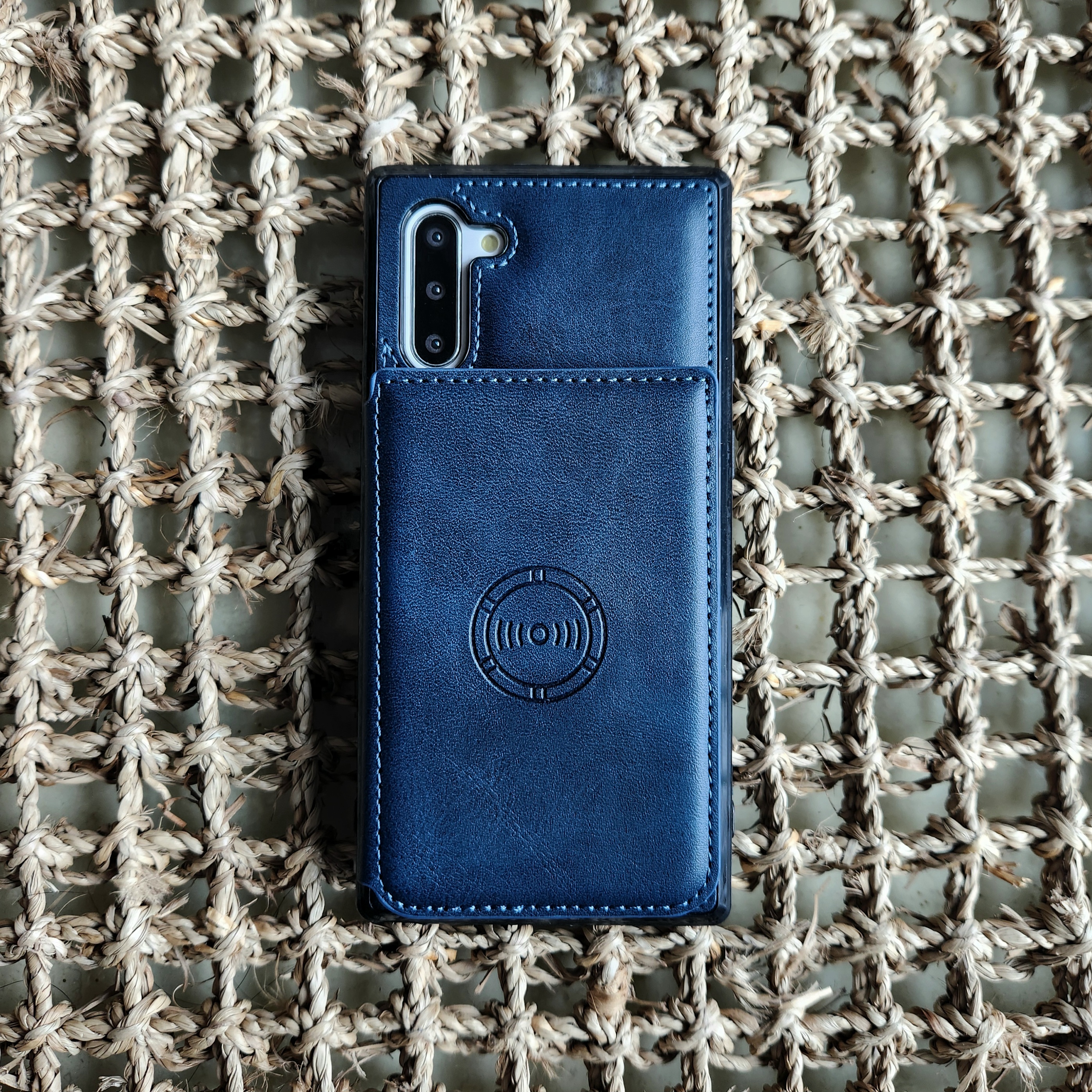 카드 케이스 가죽 지갑 범퍼 다크블루, 갤럭시 노트10 - 상품 이미지