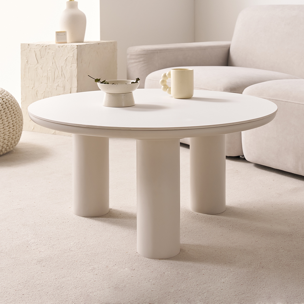 원형 소파 테이블 밀크 세라믹 거실탁자 커피테이블 트리플