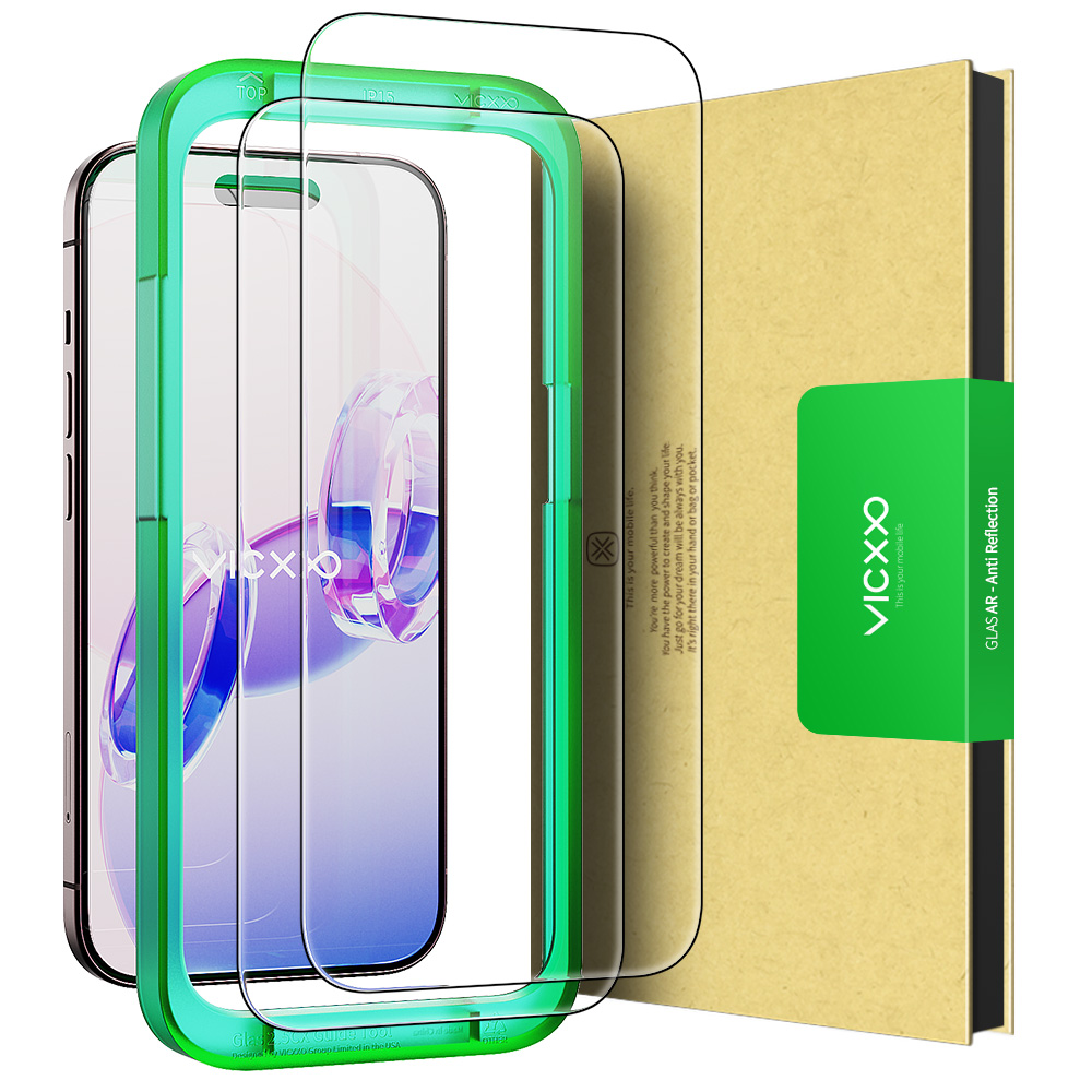 빅쏘 AR 저반사 고화질 강화유리 필름 아이폰15 플러스, 2매입