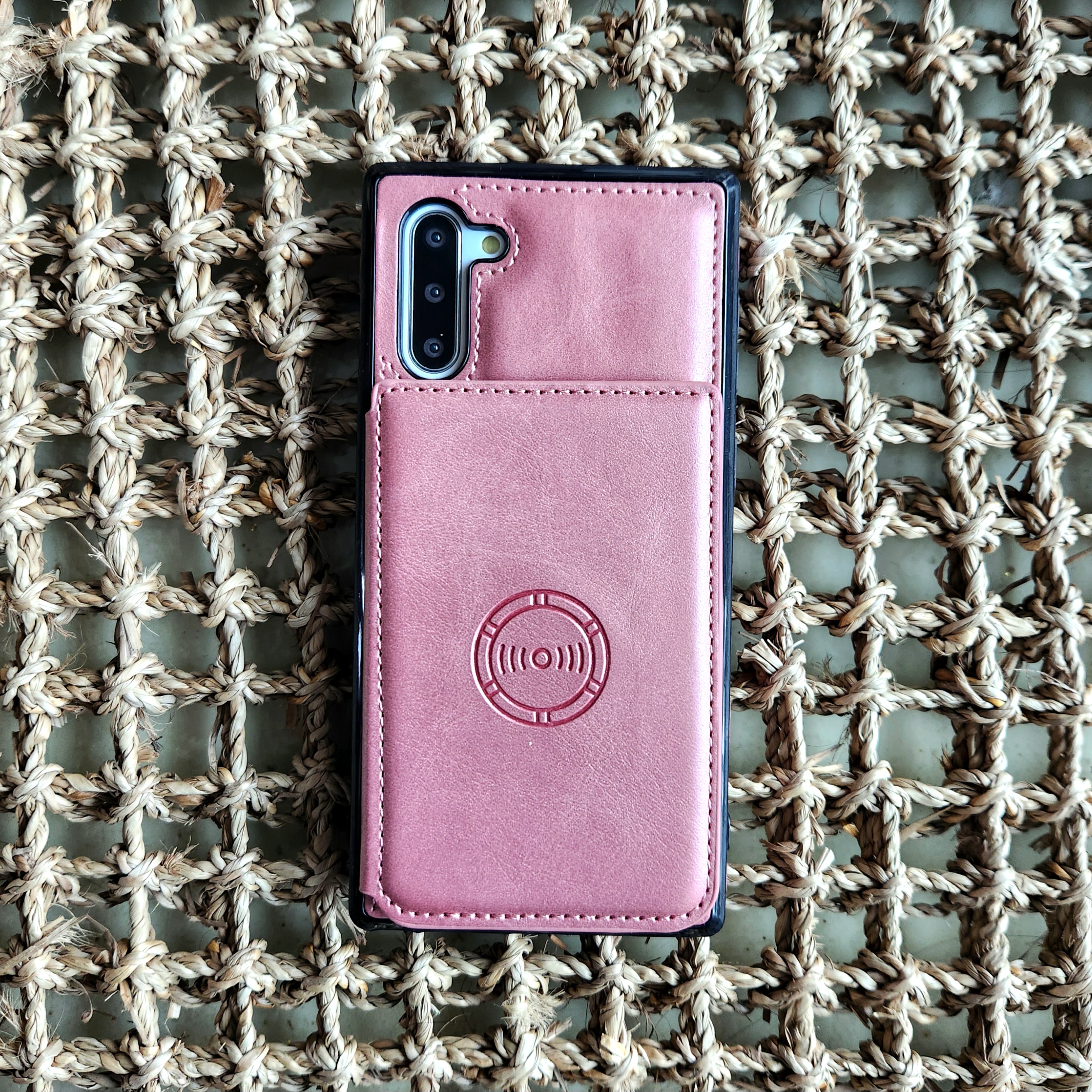 카드 케이스 가죽 지갑 범퍼 핑크, 갤럭시 노트10 - 상품 이미지