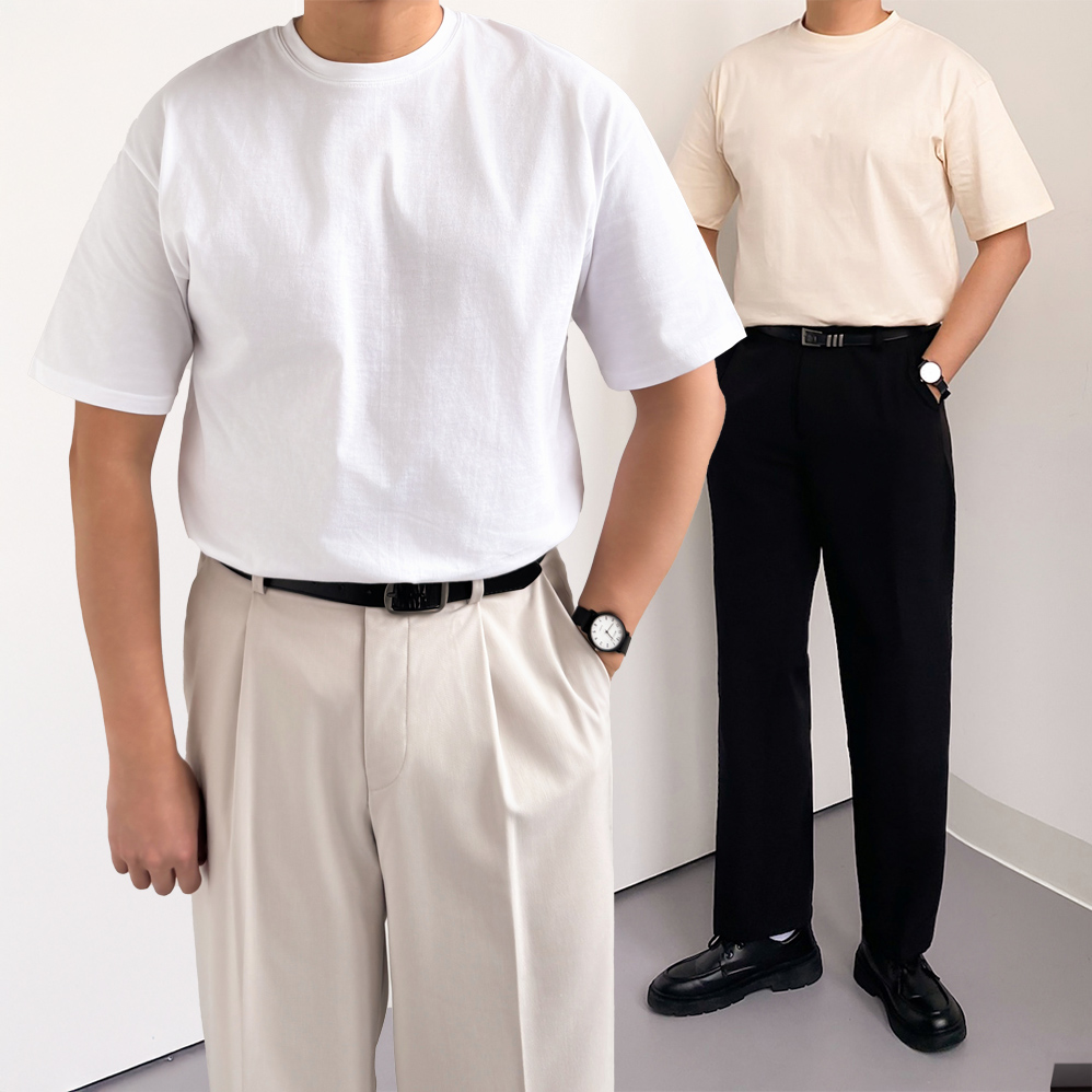 무지티 목안늘어나는반팔 레이어드 남자흰티 - 상세 이미지 3