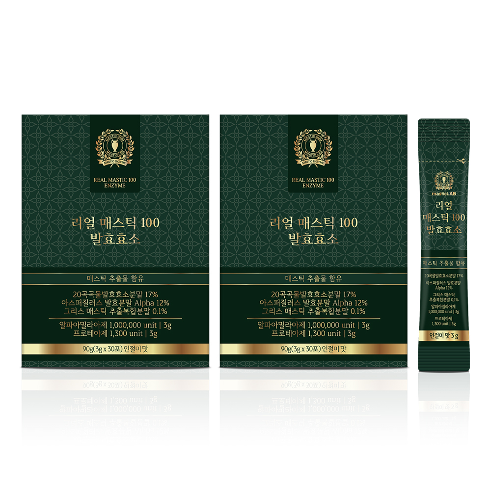매스틱검 함유 소화효소 발효효소 리얼매스틱 소화효소 리얼 매스틱 100 발효 30포, 2개