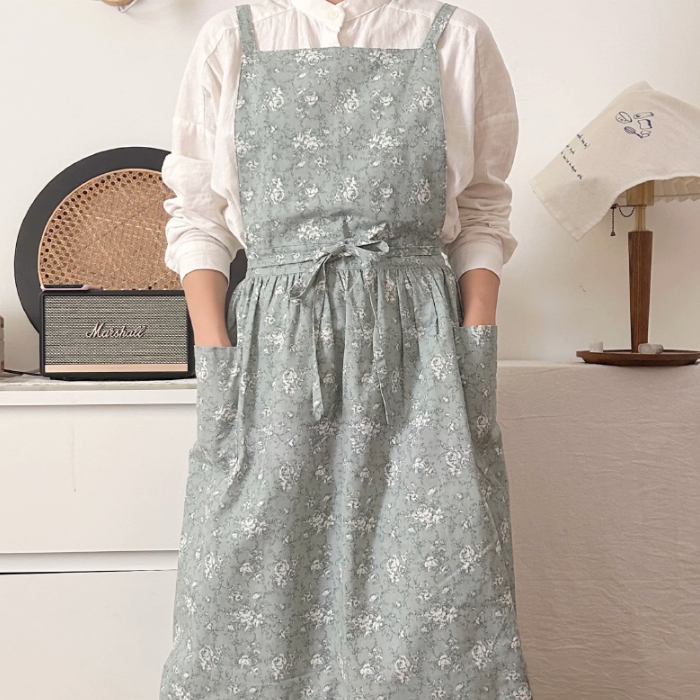 꽃무늬 원피스앞치마 어린이집앞치마