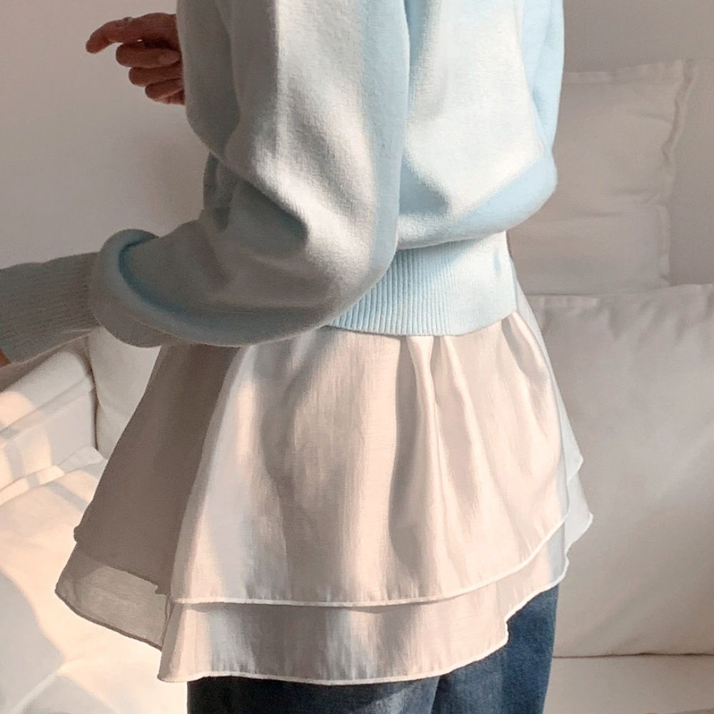 텐셀티셔츠 이너 탑 레이어드나시티 롱 흰티 - 상세 이미지 3