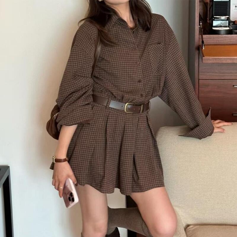 체크 러블리룩 플리츠 루즈핏 가을 모드린원피스 : 빈스앤무드