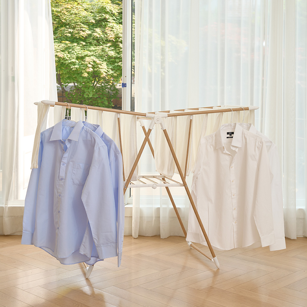 코드리빙 원목 원룸 이불 수건 미니 베란다 북유럽형 빨래 건조대