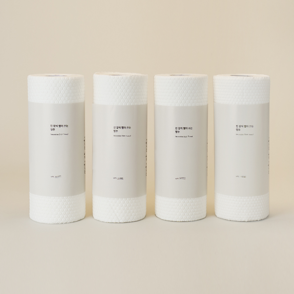 빨아쓰는 일회용행주 뜯어쓰는 티슈 주방행주 4개, 25cm, 화이트 - 상품 이미지